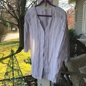 J Jill Linen Button Down with Roll Sleeve Option